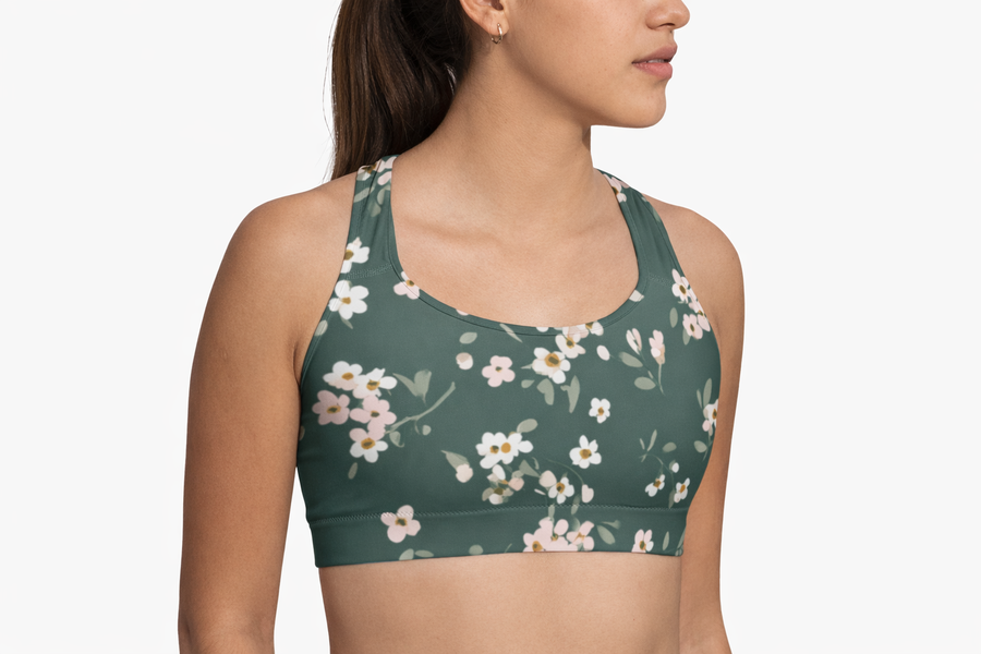 Midnight Bloom Padded Sports Bra